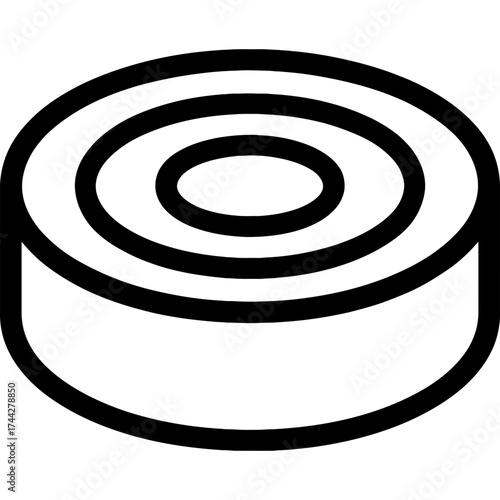 Checkers piece flat circular disc outline icon vector