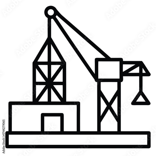 seaport crane simple line art silhouette vector icon