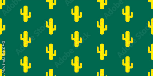 Botany poster with geometric pattern. Summer mexican banner with cactus icons. Geometric banner of desert plant, mexican festival, vector illustration