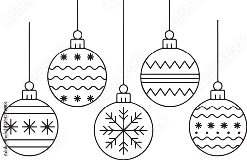 Christmas ball icon. Set of Christmas balls. Christmas ball icons in flat linear design. Vector illustration