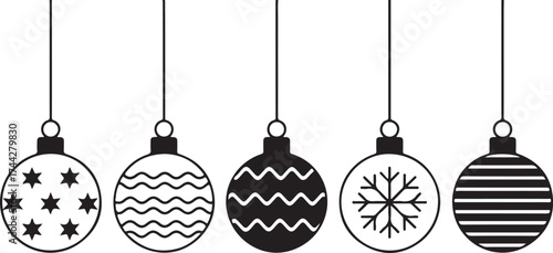 Christmas ball icon. Set of Christmas balls. Christmas ball icons in flat linear design. Vector illustration