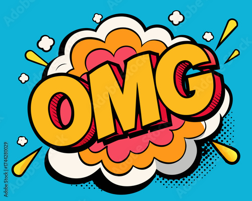  lettering omg vibrant comic style cloud explosion