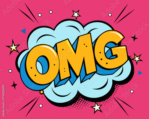  lettering omg vibrant comic style cloud explosion