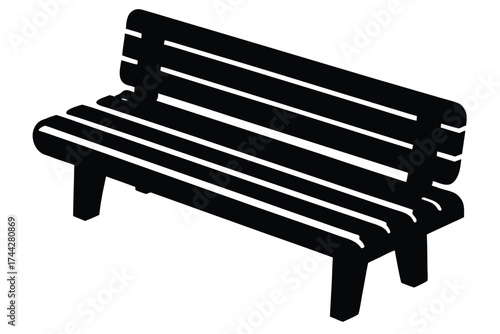 snow covered bench simple line art silhouette vector icon