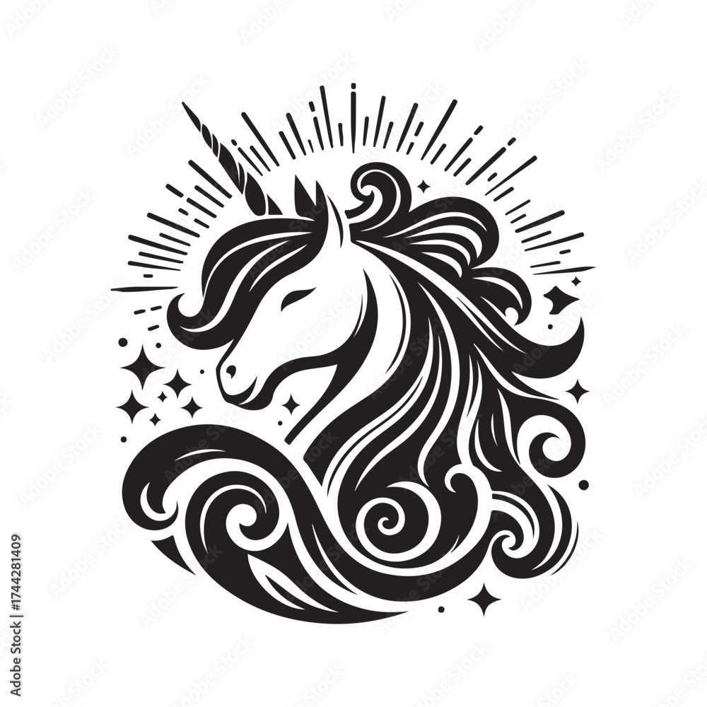 Obraz premium unicorn silhouette vector set