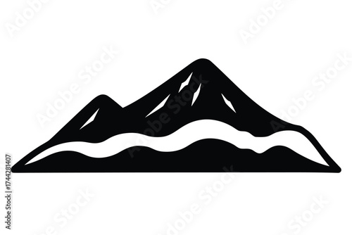 snow covered hill simple line art silhouette vector icon
