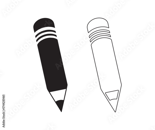 Vector pencils silhouette on white background