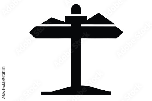 snow covered signpost simple line art silhouette vector icon