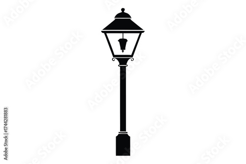 snow covered street lamp simple line art silhouette vector icon