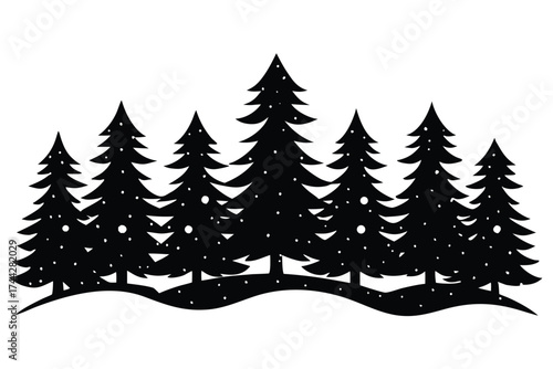 snow covered tree line simple line art silhouette vector icon