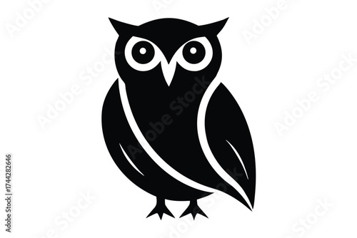 snow owl simple line art silhouette vector icon