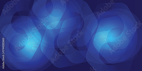 Abstract blue background with hexagon lines. Modern shiny blue gradient. Futuristic technology concept.