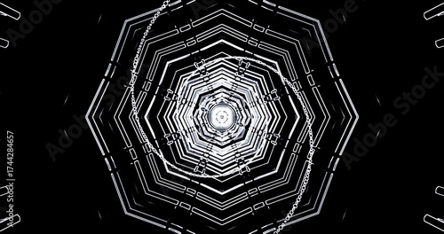 Behang Geometric pattern with black and white design in a swirling motion