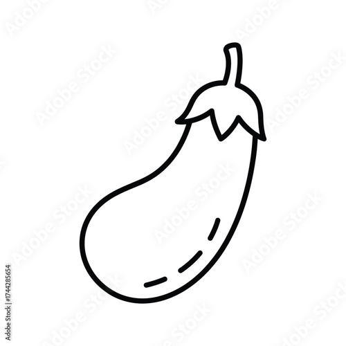 Simple outline drawing of an eggplant vegetable food ingredient