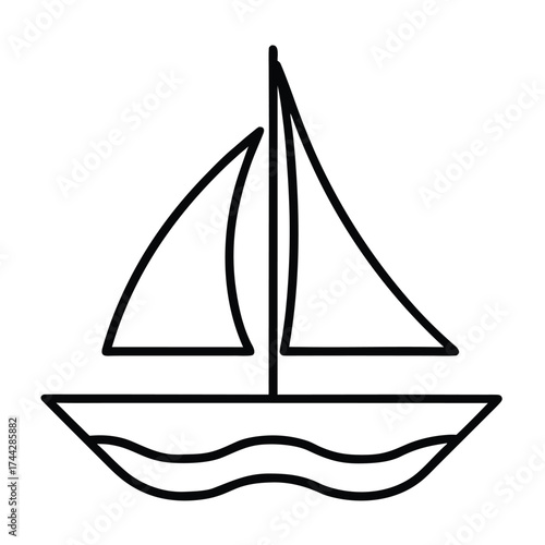 wooden sailboat simple line art silhouette vector icon