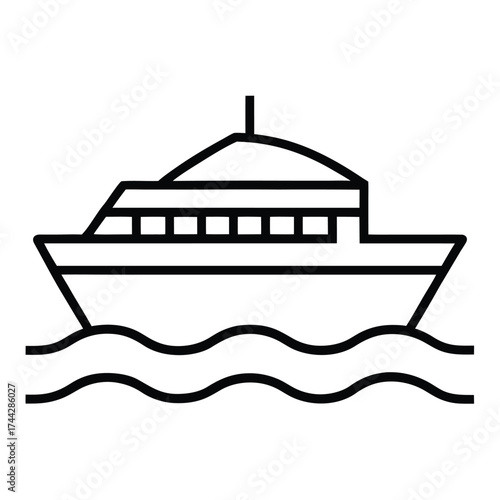 yacht marina simple line art silhouette vector icon