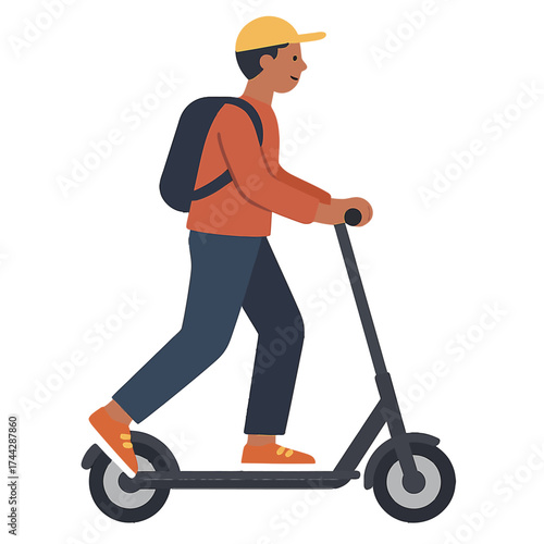 Modern urban transportation with a person riding an electric scooter at night