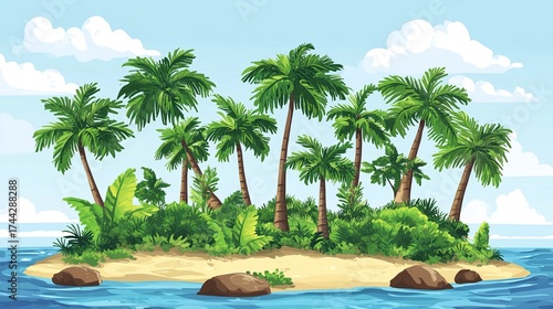 Fototapeta Naklejka Na Ścianę i Meble -  tropical island with palm trees 