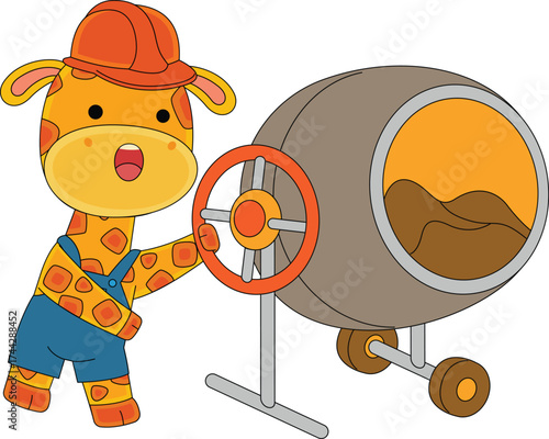Cute Giraffe Consturction Worker