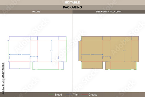 Tuck end box variations flat top dieline, printable packaging template with structural folds and die line for retail, shipping, and branding presentation