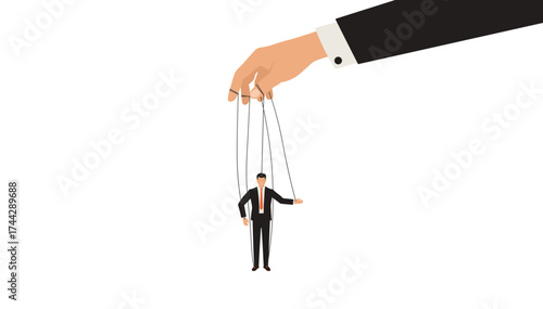 A human puppet controlled manually without background