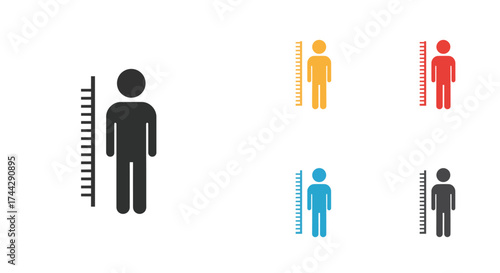 Illustrative height chart displaying figures of varying sizes and colors
