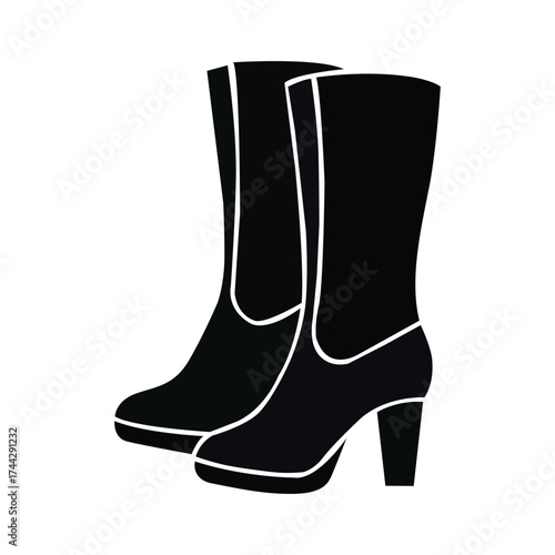 Vector art of pair of stylish high heel boots for fashion footwear and winter clothing advertisement