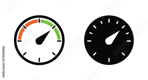 Two gauge icons one colorized and one in monochrome are displayed