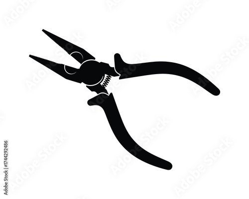 Black silhouette of needle nose pliers tool