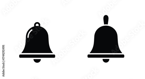 Simple black and white illustration depicting two different bell shapes