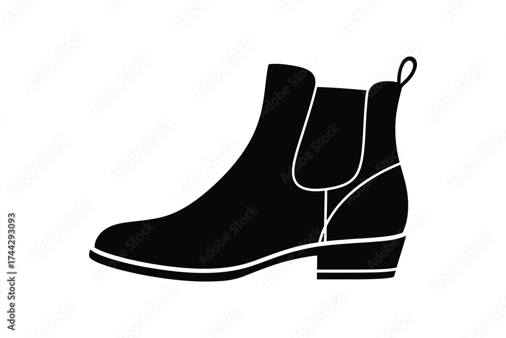 Obraz premium Sleek black chelsea boot silhouette for fashion and design