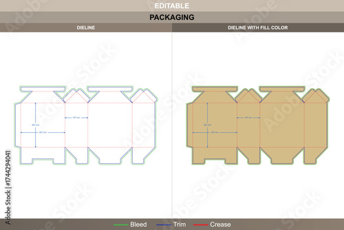 Tuck end box variations triangle dieline, custom packaging template with fold structure and die line layout for retail-ready branding and professional shipping