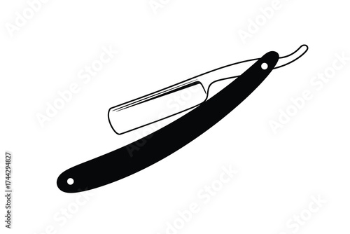 Classic straight razor barber tool for grooming and shaving