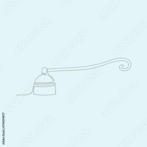 Minimalist line drawing of a vintage telephone with a long, curling cord on a light