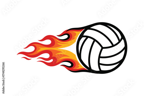 Volleyball on fire sports dynamic action intense game play