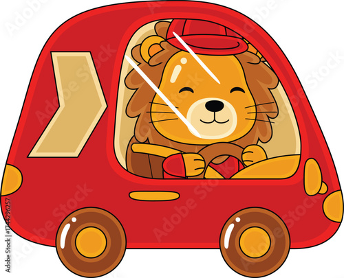 cute lion courier character