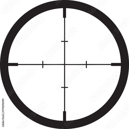 Simple black military style rifle scope crosshair with stadia lines vector eps illustration

