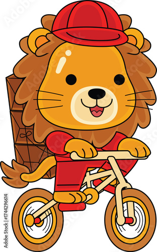 cute lion courier character