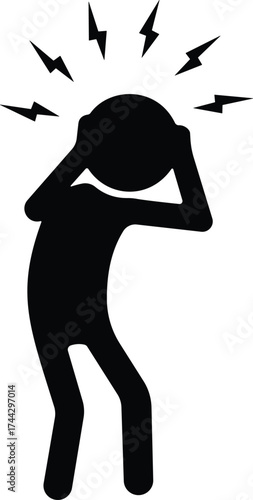 Silhouette of a person experiencing intense headache or mental stress silhouette