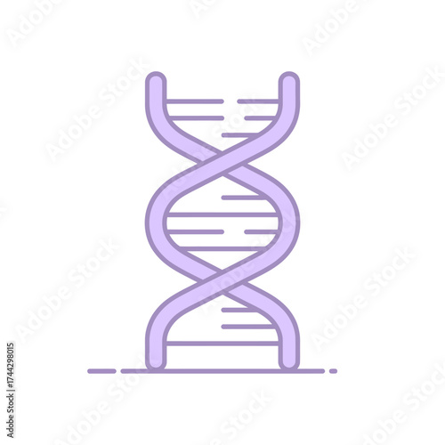 Abstract DNA strand illustration in pastel purple color for science and medicine themes with copy space