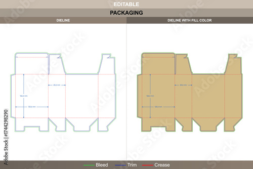 Tuck end boxes interlocking buckles dieline, custom packaging template with fold structure and die line layout for secure retail-ready packaging and professional branding