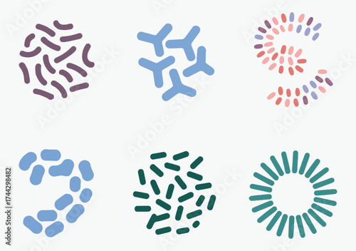 Abstract Microscopic Organisms and Cellular Structures in Various Colors