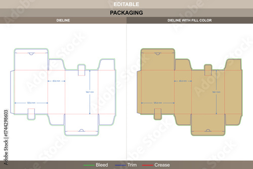Tuck end boxes lock top dieline, custom packaging template with folding structure and die line for professional retail-ready packaging, branding, and product display