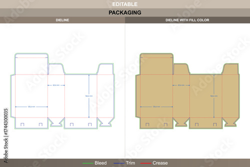 Tuck end boxes snap lock dieline, editable packaging template with folding structure and professional die line for branding, retail, and secure product packaging