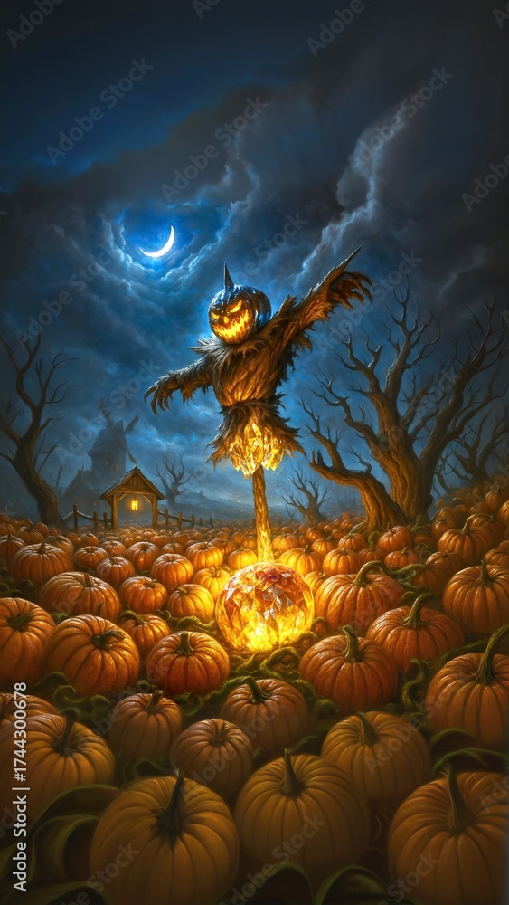 Fototapeta premium halloween witch flying over the moon