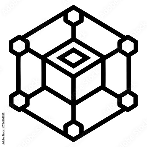 Abstract geometric cube network icon connection
