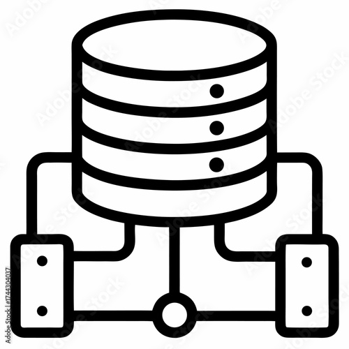 Database servers connected icon storage network
