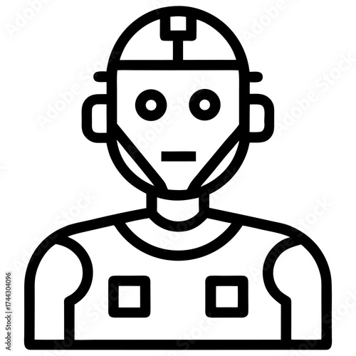 Robot head and shoulders outline icon android artificial intelligence