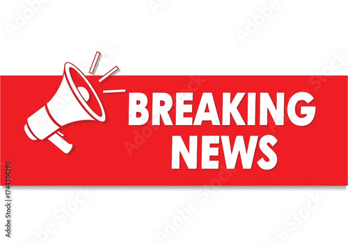 Urgent breaking news alert with megaphone symbol announcing important updates vector