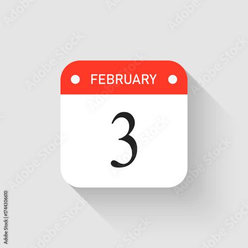 Vector icon page day calendar - 3 February month